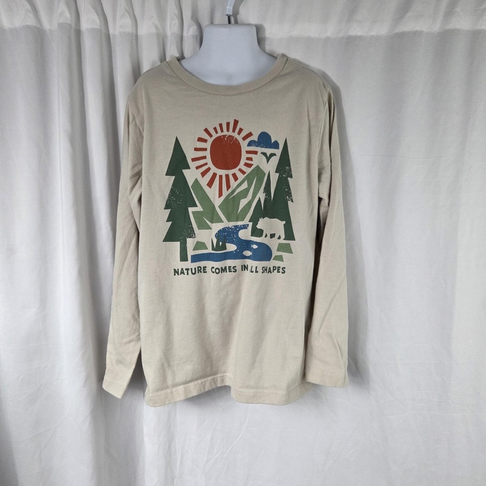 365 Kids From Garanimals Shirt Girls 10 White Nature Graphic Long Sleeve Tee Top